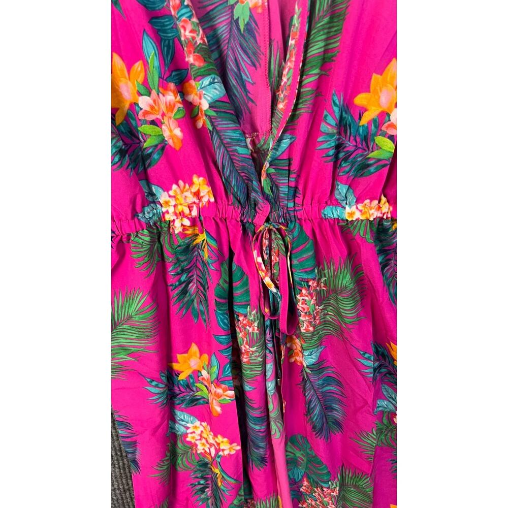 Belle Beach Kim Gravel Cover Up Womens M/L Pink Floral Tropical Resort Cruise - Picture 3 of 12